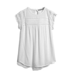 *RESTOCKED* DANIEL RAINN WHITE BECRU LACE-DETAIL BLOUSE NWT